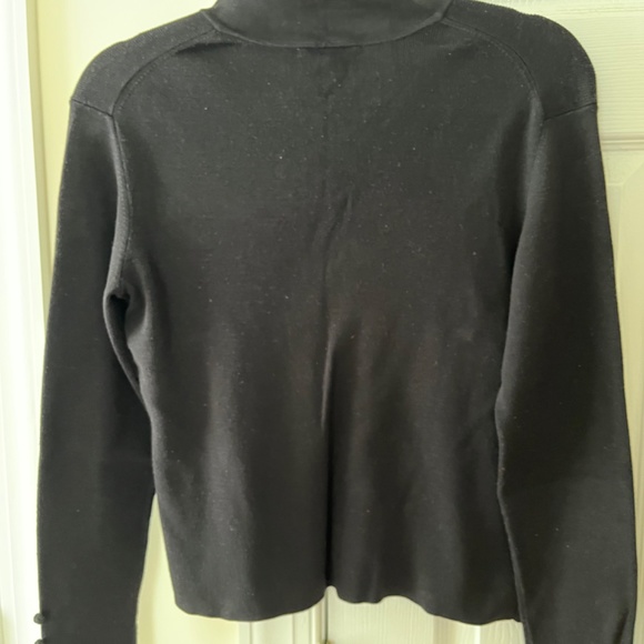 Talbots Black V Neck Sweater w Soutache Trim, Size Medium - Picture 5 of 6